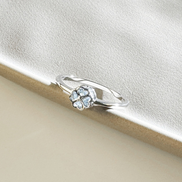 天然石│托帕石心願幸運草 ‧ 純銀戒指