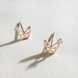 鏤空蝴蝶鑽 ‧ 純銀耳環