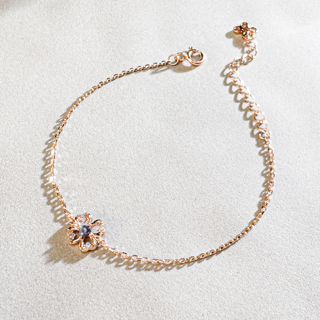 天然石│堇青石遇見幸運 ‧ 純銀手鍊