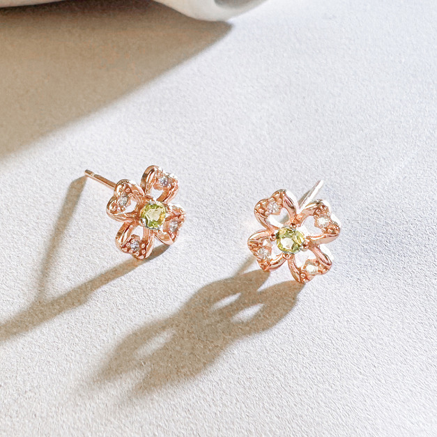 天然石│橄欖石遇見幸運 ‧ 純銀耳環