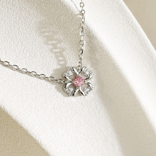 天然石│粉碧璽遇見幸運 ‧ 純銀項鍊