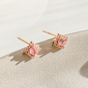 天然石│粉碧璽獨特浪漫 ‧ 純銀耳環