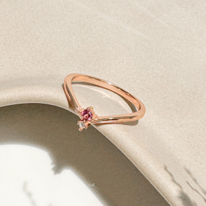 天然石│石榴石餘韻尾戒 ‧ 純銀戒指