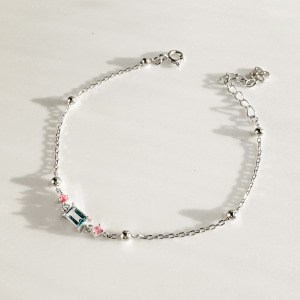 天然石│托帕石 ‧ 粉碧璽│幸福特寫 ‧ 純銀手鍊