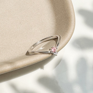 天然石│粉碧璽餘韻尾戒 ‧ 純銀戒指