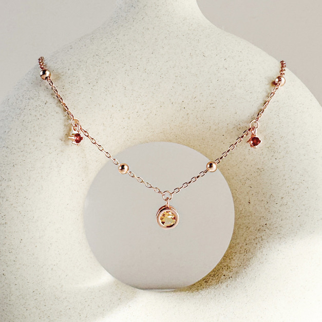 天然石│黃水晶 ‧ 石榴石│慢慢時光 ‧ 純銀項鍊