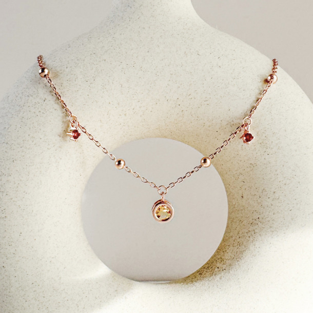 天然石│黃水晶 ‧ 石榴石│慢慢時光 ‧ 純銀項鍊