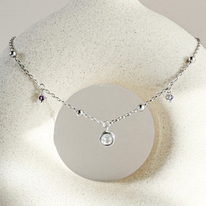 天然石│拉長石 ‧ 紫水晶│慢慢時光 ‧ 純銀項鍊