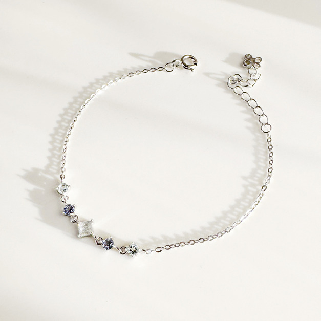 天然石│拉長石 ‧ 堇青石 ‧ 海藍寶│美好時光 ‧ 純銀手鍊