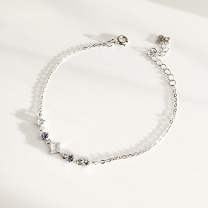 天然石│拉長石 ‧ 堇青石 ‧ 海藍寶│美好時光 ‧ 純銀手鍊