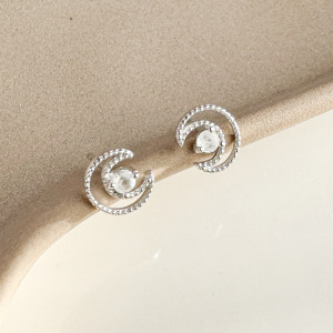 天然石│月光石唯美月光 ‧ 純銀耳環