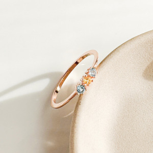 天然石│黃水晶 ‧ 托帕石│幸福輪廓尾戒 ‧ 純銀戒指