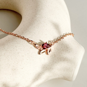 天然石│石榴石月桂女神 ‧ 純銀項鍊