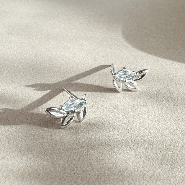 天然石│托帕石月桂女神 ‧ 純銀耳環