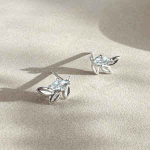 天然石│托帕石月桂女神 ‧ 純銀耳環