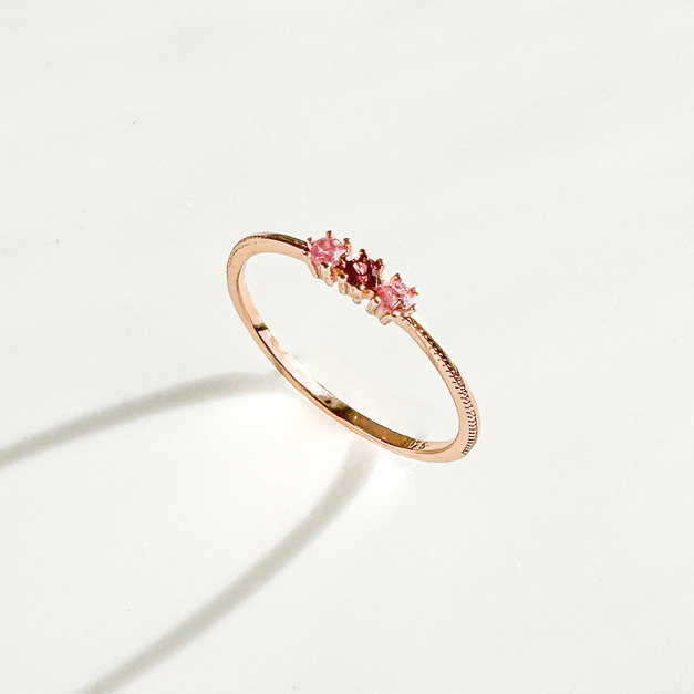 天然石│石榴石 ‧ 粉碧璽│幸福輪廓尾戒 ‧ 純銀戒指