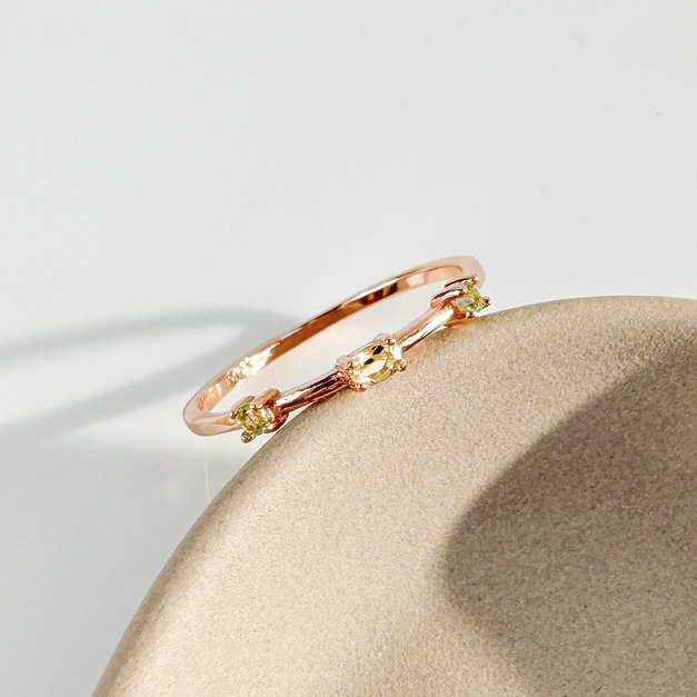 天然石│黃水晶 ‧ 橄欖石│幸福特寫 ‧ 純銀戒指