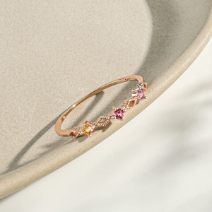 天然石│黃水晶 ‧ 石榴石 ‧ 紫水晶│微光幸福 ‧ 純銀戒指