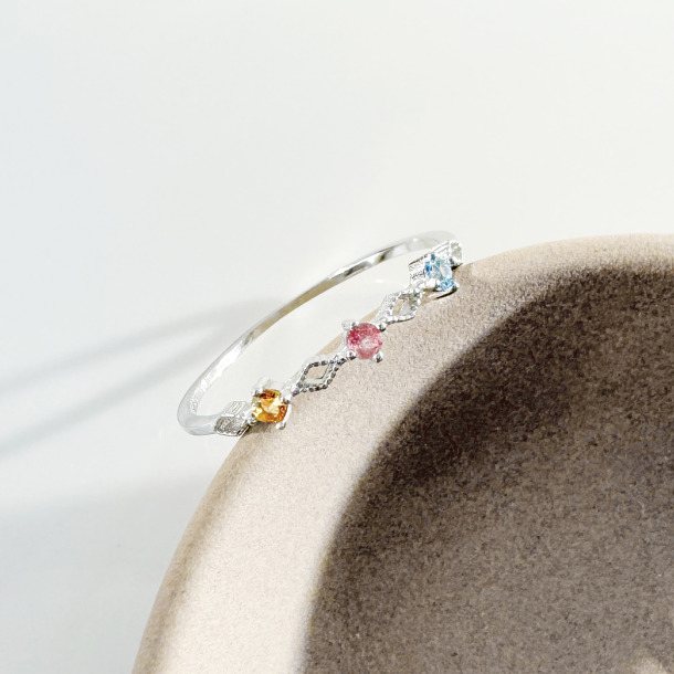 天然石│托帕石 ‧ 粉碧璽 ‧ 黃水晶│微光幸福 ‧ 純銀戒指