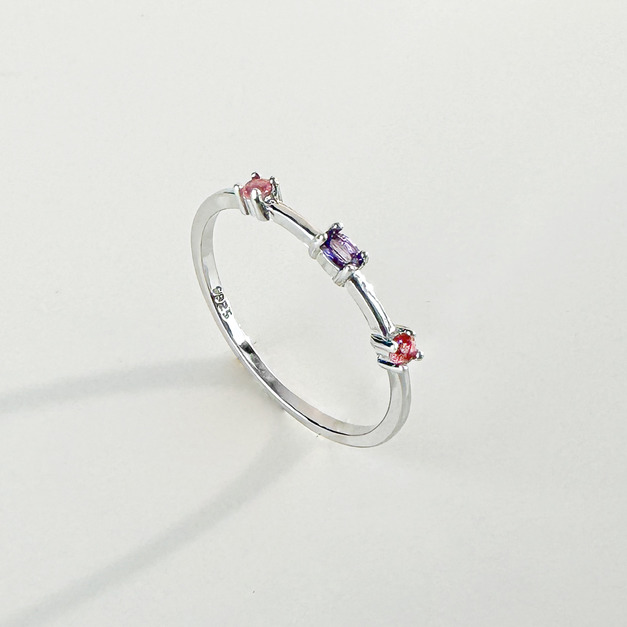 天然石│紫水晶 ‧ 粉碧璽│幸福特寫 ‧ 純銀戒指