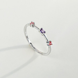 天然石│紫水晶 ‧ 粉碧璽│幸福特寫 ‧ 純銀戒指