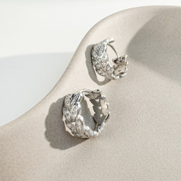 水鑽葉圈 ‧ 純銀耳環