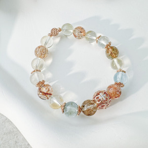 天然石│黑金超七 ‧ 托帕石 ‧ 黃水晶│擁抱豐收 ‧ 水晶手串