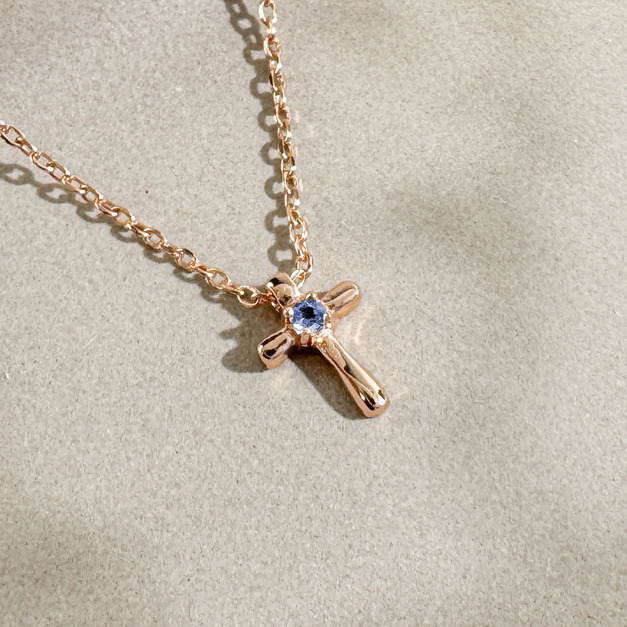 天然石│堇青石信仰十字架 ‧ 純銀項鍊