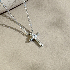 天然石│月光石信仰十字架 ‧ 純銀項鍊