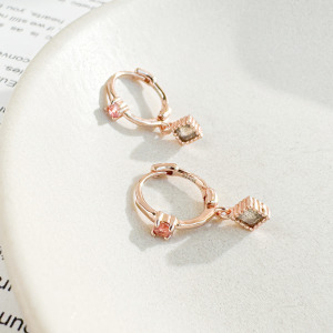 天然石│粉碧璽 ‧ 拉長石│永恆瞬間 ‧ 純銀耳環