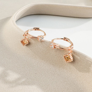 天然石│海藍寶 ‧ 黃水晶│永恆瞬間 ‧ 純銀耳環