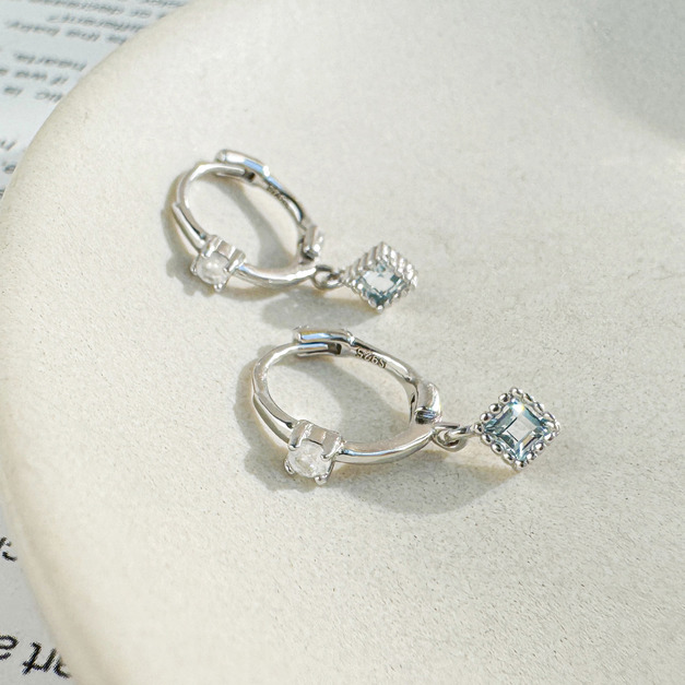 天然石│月光石 ‧ 托帕石│永恆瞬間 ‧ 純銀耳環