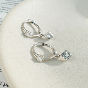 天然石│月光石 ‧ 托帕石│永恆瞬間 ‧ 純銀耳環