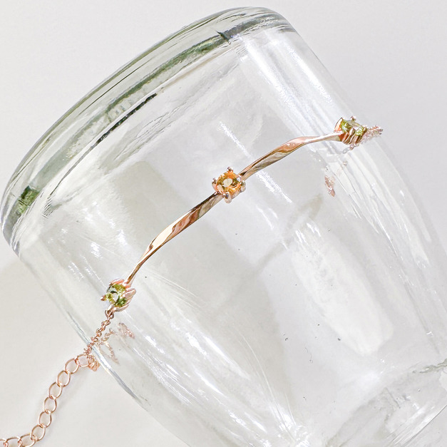 天然石│黃水晶 ‧ 橄欖石│扭轉時光 ‧ 純銀手鍊