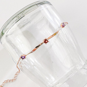 天然石│石榴石 ‧ 紫水晶│扭轉時光 ‧ 純銀手鍊