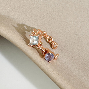 天然石│堇青石 ‧ 托帕石│永恆耳骨夾 ‧ 純銀耳環 (單支)