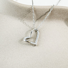 心型鑽 ‧ 純銀項鍊 (銀)