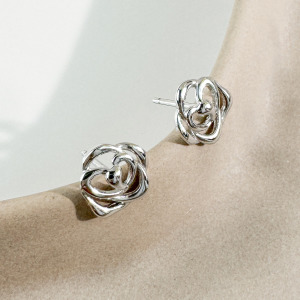 典雅玫瑰 ‧ 純銀耳環 (銀)