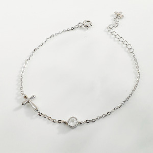 天然石│月光石信仰十字架 ‧ 純銀手鍊