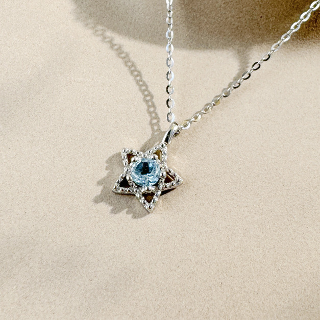 天然石│托帕石璀璨之星 ‧ 純銀項鍊