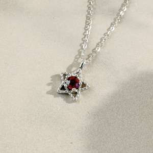 天然石│石榴石璀璨之星 ‧ 純銀項鍊