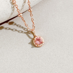 天然石│粉碧璽餘韻 ‧ 純銀項鍊