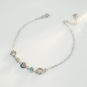 天然石│拉長石 ‧ 托帕石│心心相印 ‧ 純銀手鍊