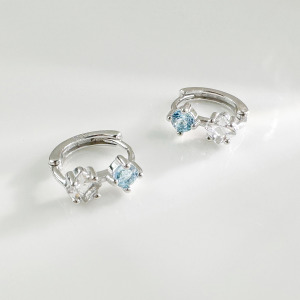 天然石│托帕石 ‧ 白水晶│時光記憶圈 ‧ 純銀耳環