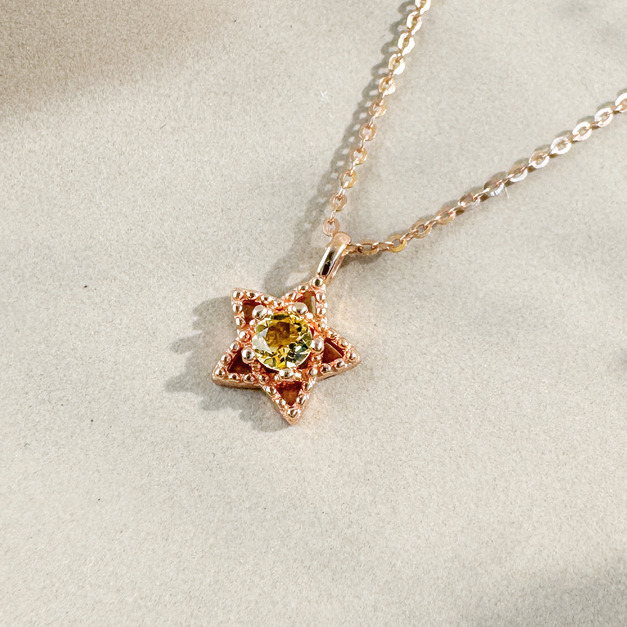 天然石│黃水晶璀璨之星 ‧ 純銀項鍊