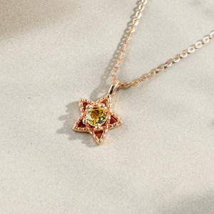 天然石│黃水晶璀璨之星 ‧ 純銀項鍊