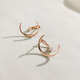 旋月小鑽 ‧ 純銀耳環 (玫)