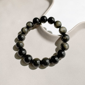 天然石│金曜石 ‧ 水晶手串