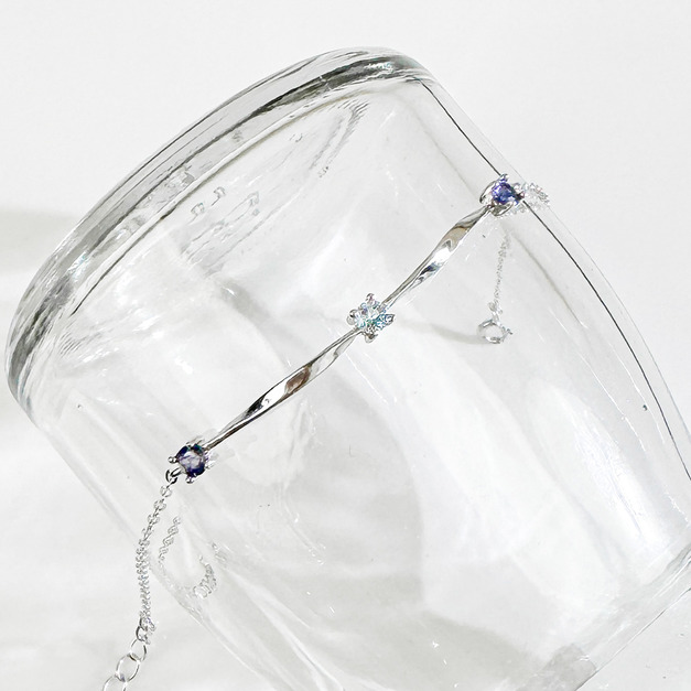 天然石│托帕石 ‧ 堇青石│扭轉時光 ‧ 純銀手鍊