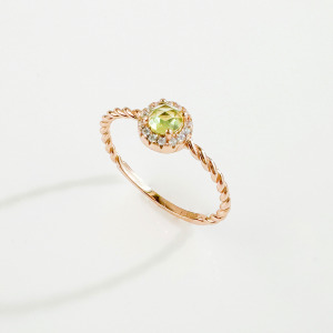 天然石│橄欖石燦爛盛開 ‧ 純銀戒指